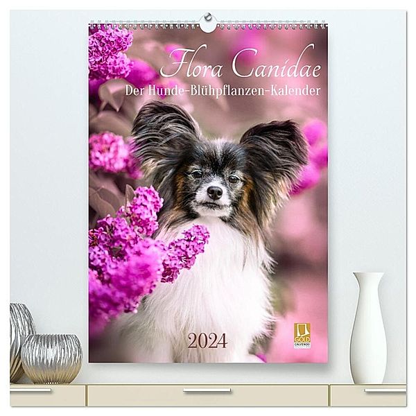 Flora Canidae - der Hunde-Blühpflanzen-Kalender (hochwertiger Premium Wandkalender 2024 DIN A2 hoch), Kunstdruck in Hochglanz, boegau-fotos