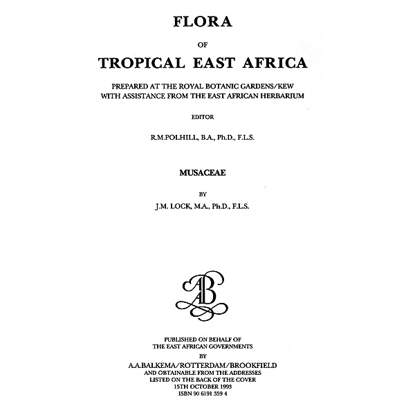 Flora of Tropical East Africa - Musaceae (1993), J. M Lock