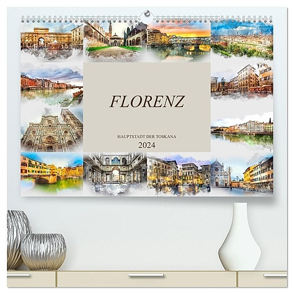 Florenz Hauptstadt der Toskana (hochwertiger Premium Wandkalender 2024 DIN A2 quer), Kunstdruck in Hochglanz, Dirk Meutzner