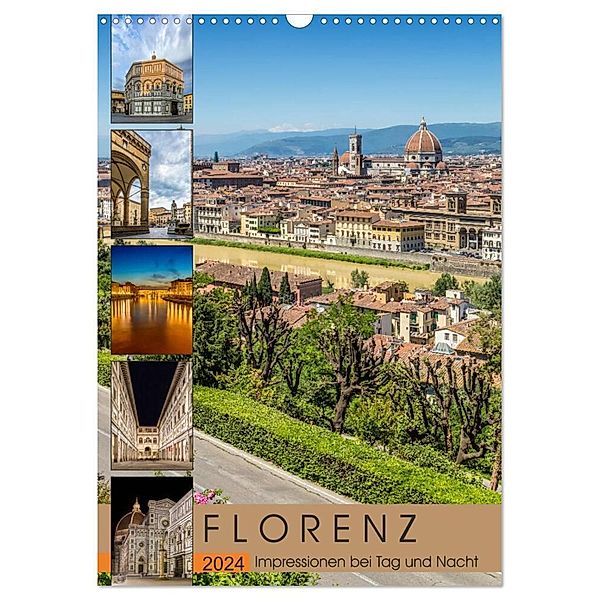 FLORENZ Impressionen bei Tag und Nacht (Wandkalender 2024 DIN A3 hoch), CALVENDO Monatskalender, Melanie Viola