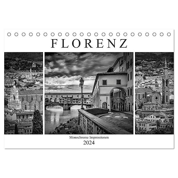 FLORENZ Monochrome Impressionen (Tischkalender 2024 DIN A5 quer), CALVENDO Monatskalender, Melanie Viola