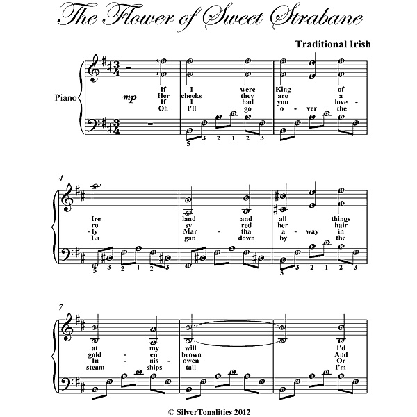 Flower of Sweet Strabane - Elementary Piano Sheet Music, Silver Tonalities
