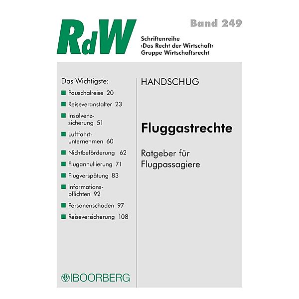 Fluggastrechte / Recht der Wirtschaft Bd.249, Stephan Handschug