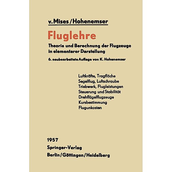 Fluglehre, R. V. Mises, K. Hohenemser
