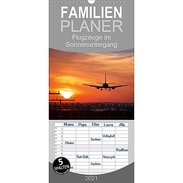 Flugzeuge im Sonnenuntergang - Familienplaner hoch (Wandkalender 2021 , 21 cm x 45 cm, hoch), Holger Gräbner