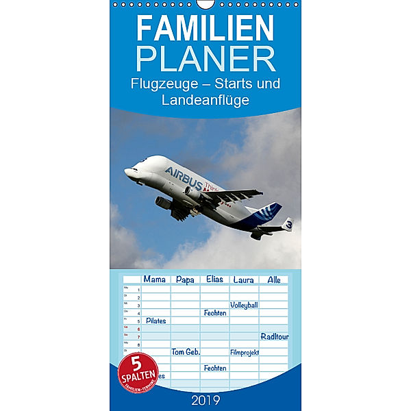 Flugzeuge - Starts und Landeanflüge - Familienplaner hoch (Wandkalender 2019 , 21 cm x 45 cm, hoch), Frank Gayde