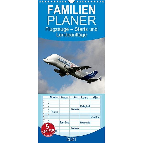 Flugzeuge - Starts und Landeanflüge - Familienplaner hoch (Wandkalender 2021 , 21 cm x 45 cm, hoch), Frank Gayde