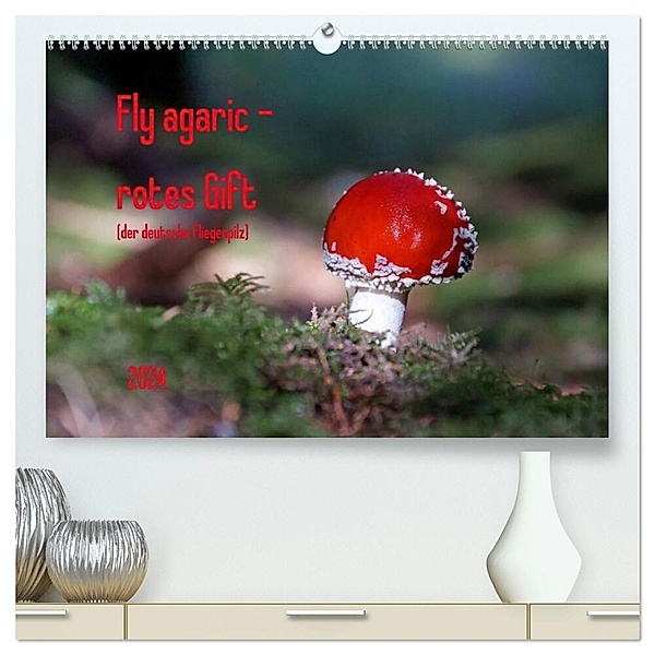 Fly agaric - rotes Gift (hochwertiger Premium Wandkalender 2024 DIN A2 quer), Kunstdruck in Hochglanz, Flori0