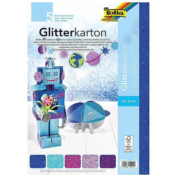 folia folia Glitterkarton (Motiv: Ice)