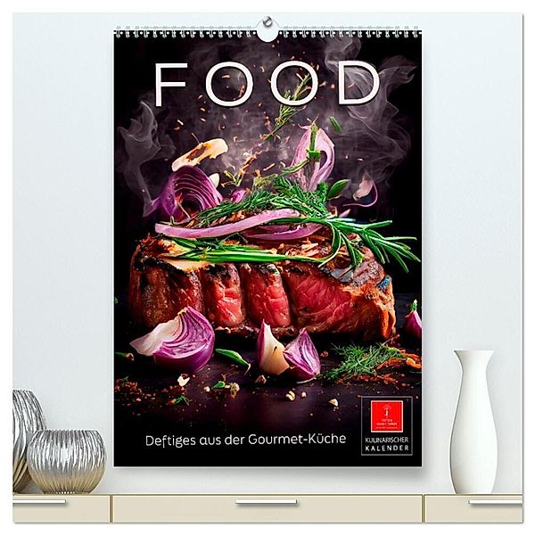 Food - Deftiges aus der Gourmetküche (hochwertiger Premium Wandkalender 2024 DIN A2 hoch), Kunstdruck in Hochglanz, Peter Roder