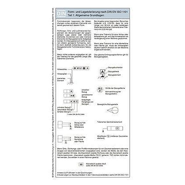 Form- und Lagetolerierung nach DIN EN ISO 1101, Falttafel, Harry Bertschat