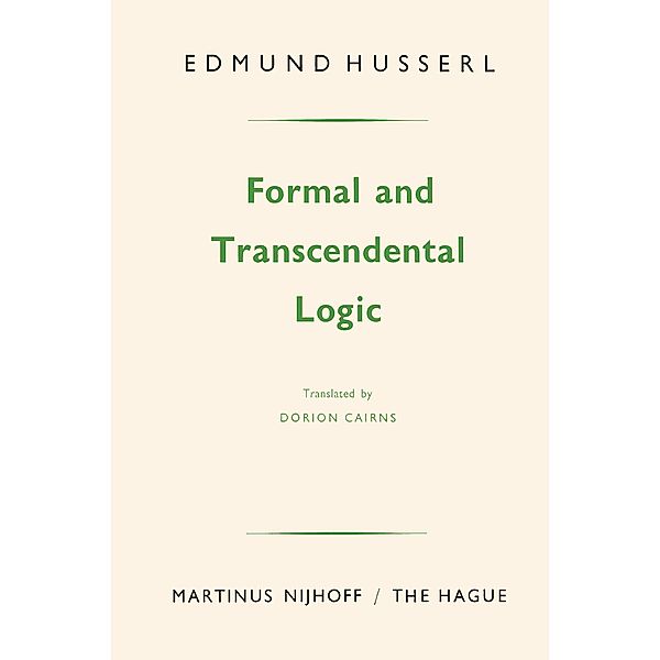 Formal and Transcendental Logic, Edmund Husserl