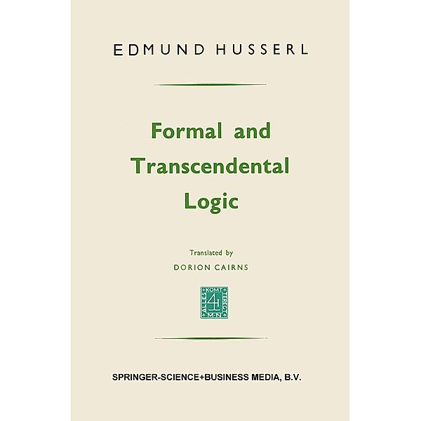 Formal and transcendental logic, Edmund Husserl