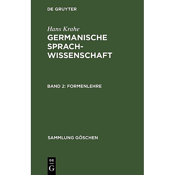 Formenlehre / Sammlung Göschen Bd.780, Hans Krahe
