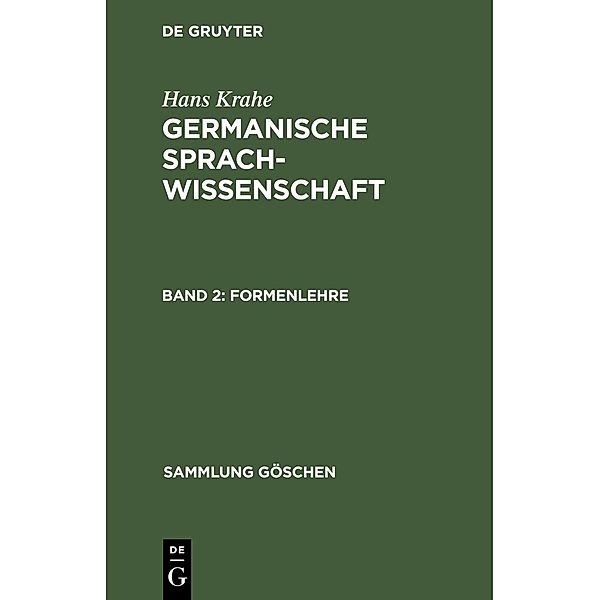 Formenlehre / Sammlung Göschen Bd.780, Hans Krahe