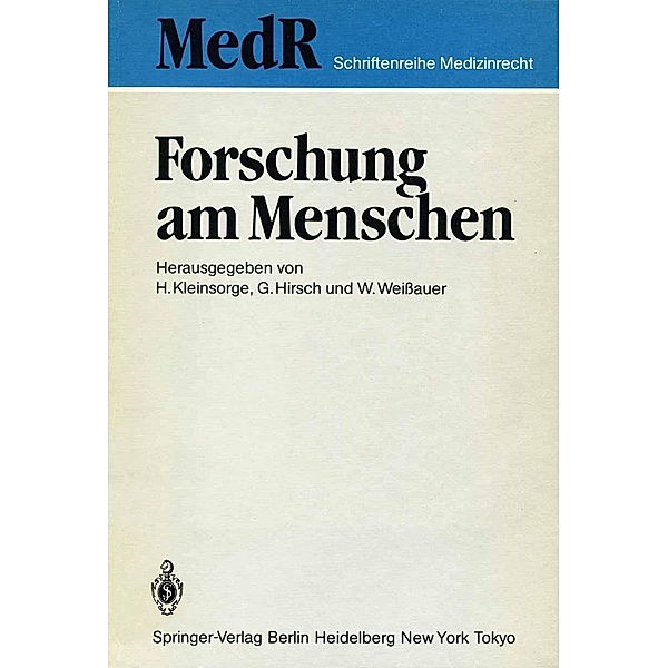 Forschung am Menschen / MedR Schriftenreihe Medizinrecht