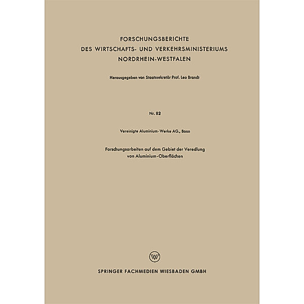 Forschungsarbeiten auf dem Gebiet der Veredlung von Aluminium-Oberflächen, Vereinigte Aluminium-Werke AG