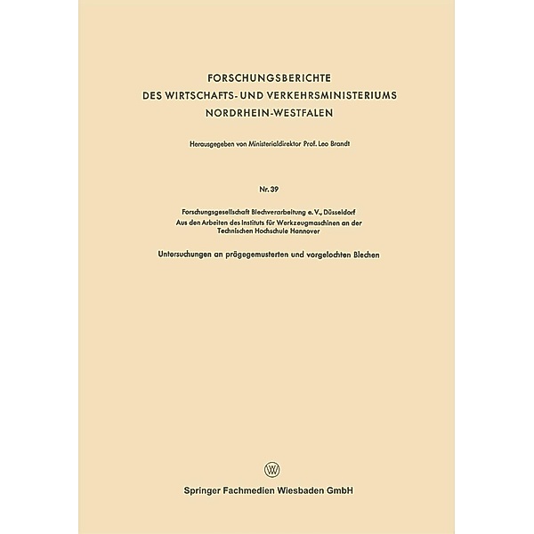 Forschungsberichte des Wirtschafts- und Verkehrsministeriums Nordrhein-Westfalen, Leo Brandt