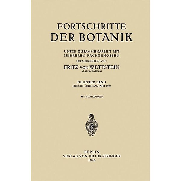 Fortschritte der Botanik, Fritz von Wettstein