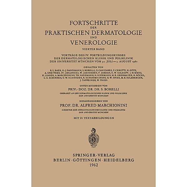 Fortschritte der Praktischen Dermatologie und Venerologie / Fortschritte der praktischen Dermatologie und Venerologie Bd.4