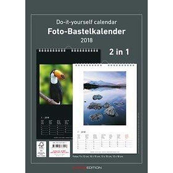 Foto-Bastelkalender 2 in 1, 2018 - schwarz / weiß (30 x 21 cm) .