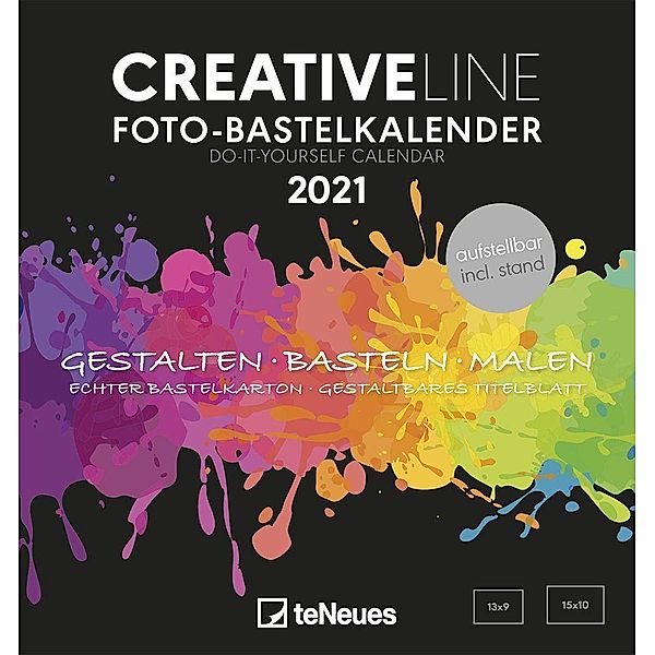 Foto-Bastelkalender schwarz 2021 - Kreativ-Kalender - DIY-Kalender - Kalender-zum-basteln -  16x17 - datiert - aufstellb