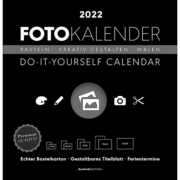 Foto-Bastelkalender schwarz 2022