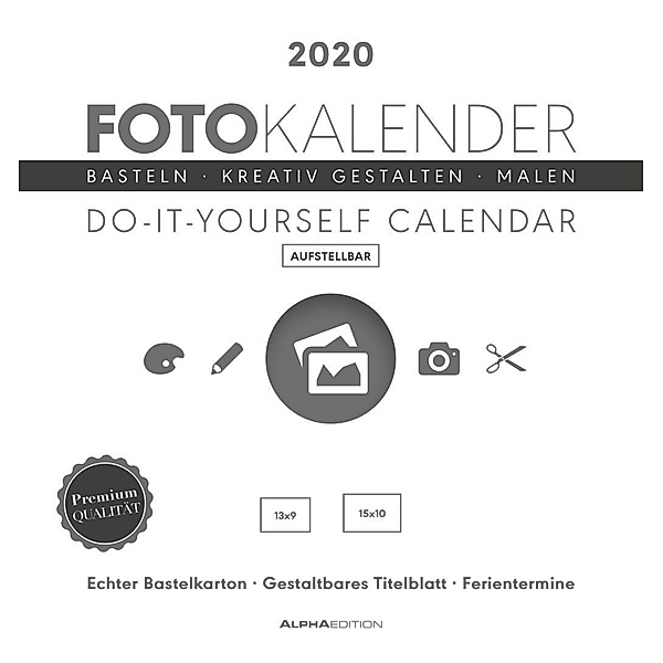 Foto-Bastelkalender weiss 2020 - aufstellbar, ALPHA EDITION
