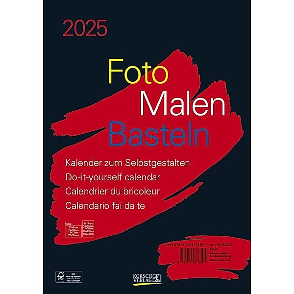 Foto-Malen-Basteln Bastelkalender A4 schwarz 2025