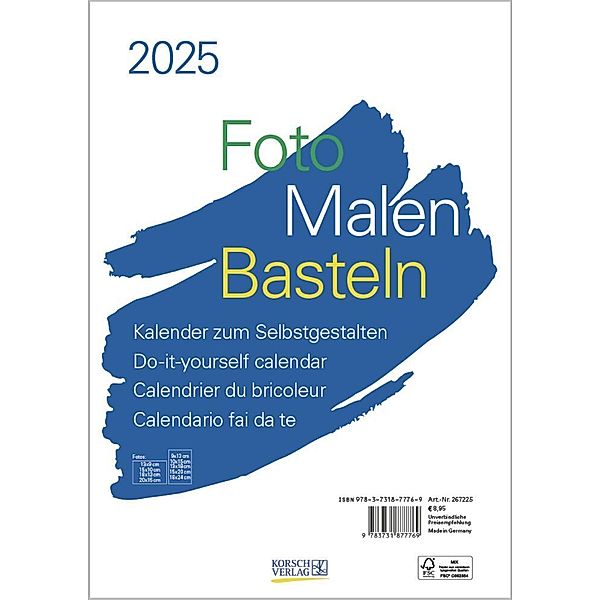Foto-Malen-Basteln Bastelkalender A4 weiß 2025