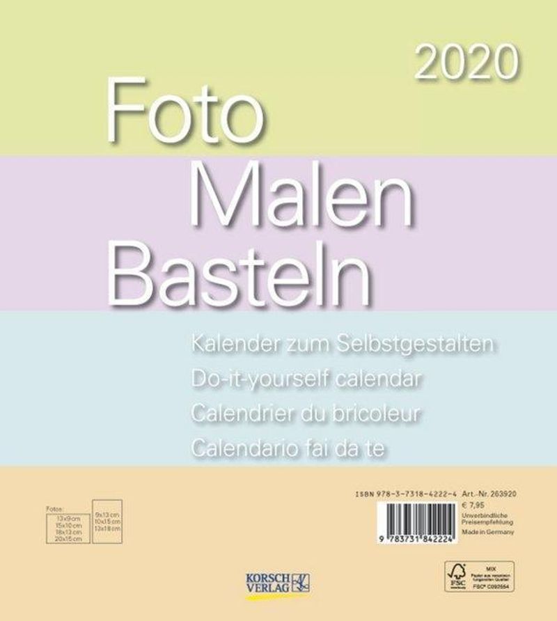 Foto Malen Basteln Bastelkalender Pastell Kalender Bestellen