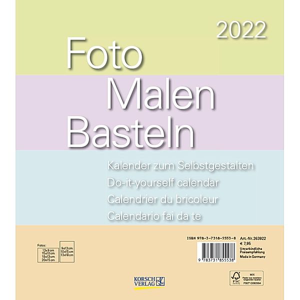 Foto-Malen-Basteln Bastelkalender Pastell 2022