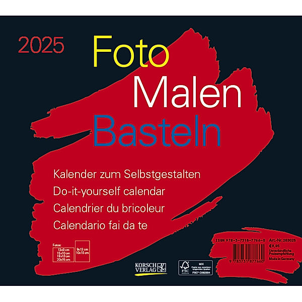 Foto-Malen-Basteln Bastelkalender quer schwarz 2025