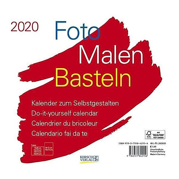 Foto-Malen-Basteln Bastelkalender quer weiß 2020