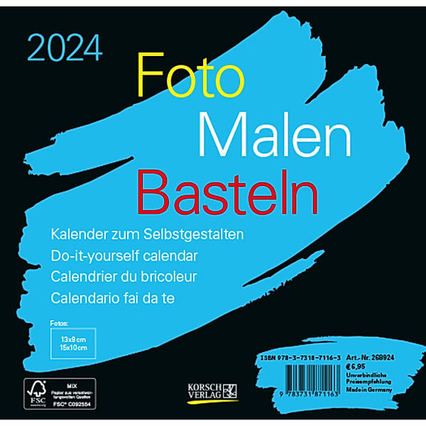 Foto-Malen-Basteln Bastelkalender schwarz quer 2024