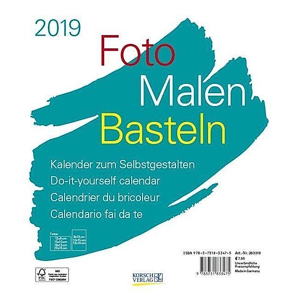Foto-Malen-Basteln Bastelkalender weiß 2019