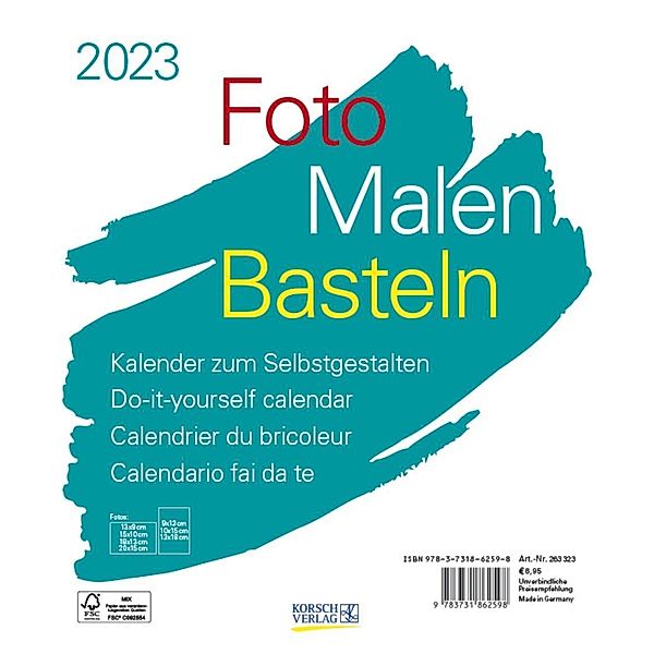 Foto-Malen-Basteln Bastelkalender weiß 2023
