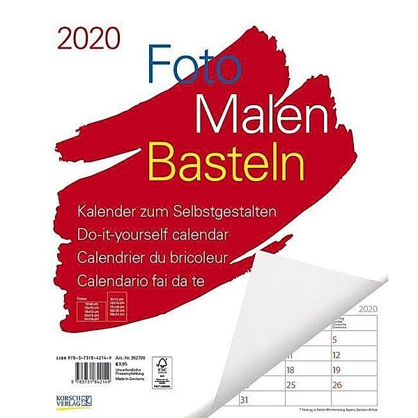 Foto-Malen-Basteln Bastelkalender weiß Notice groß 2020
