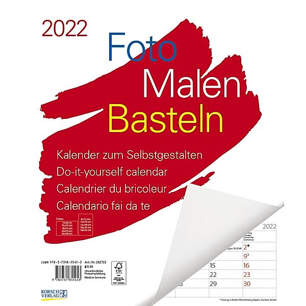Foto-Malen-Basteln Bastelkalender weiß Notice groß 2022