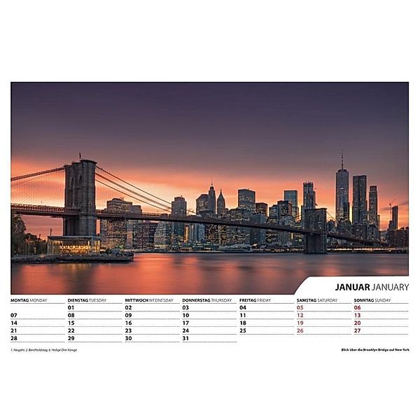 Foto-Wandkalender Städte 2019 - DIN A3 quer mit Feiertagen f