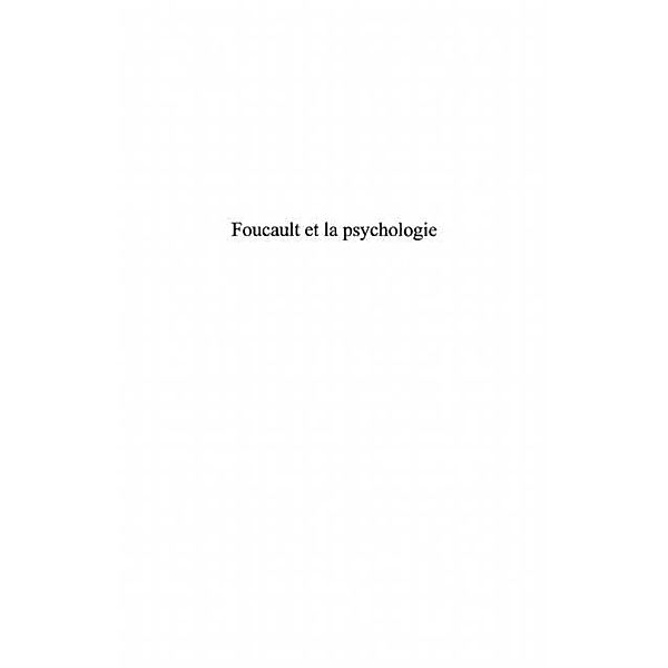 Foucault et la psychologie / Hors-collection, Chebili Said