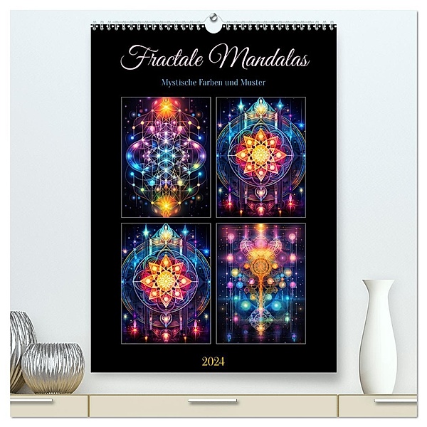 Fractale Mandalas (hochwertiger Premium Wandkalender 2024 DIN A2 hoch), Kunstdruck in Hochglanz, Steffen Gierok-Latnaik