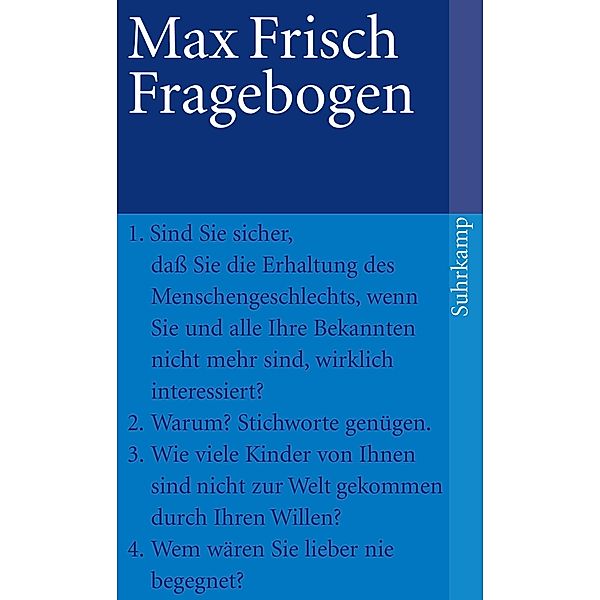 Fragebogen, Max Frisch
