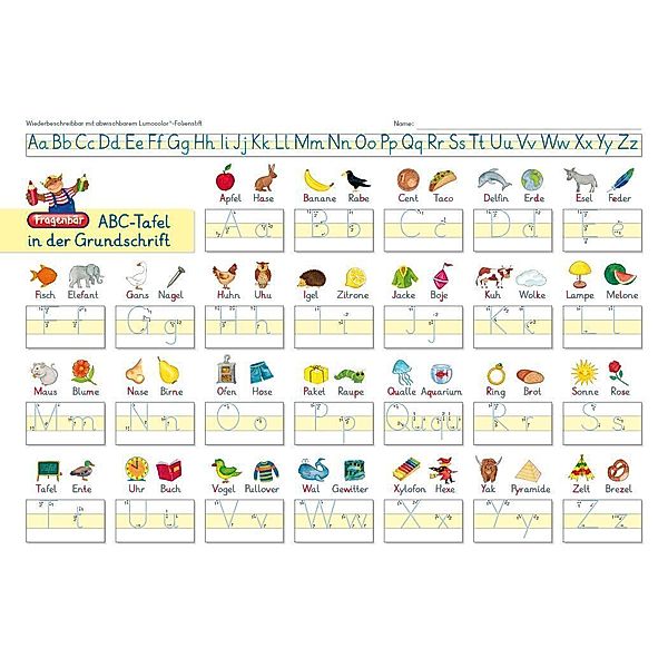 Fragenbär-Lerntafel: ABC-Tafel in der Grundschrift, 32 x 22,5 cm, Spielend Lernen Verlag