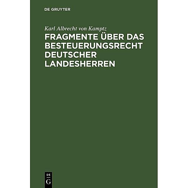 Fragmente über das Besteuerungsrecht deutscher Landesherren, Karl Albrecht von Kamptz