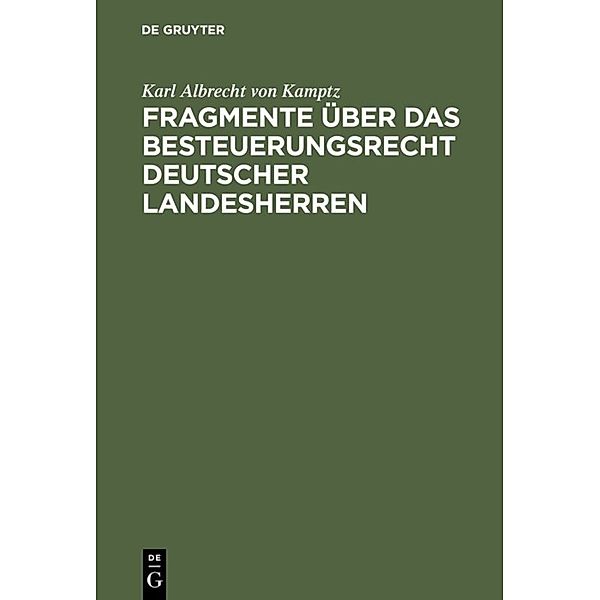 Fragmente über das Besteuerungsrecht deutscher Landesherren, Karl von Kamptz