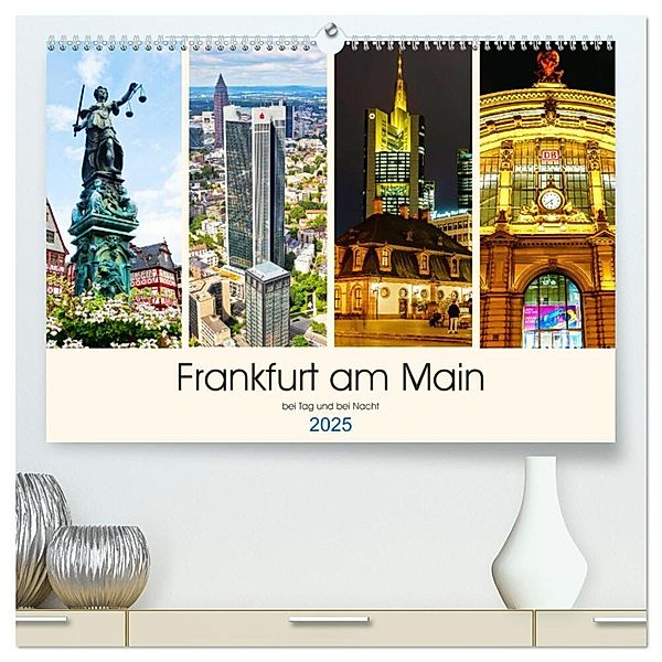 Frankfurt am Main - fotografische Impressionen bei Tag und bei Nacht (hochwertiger Premium Wandkalender 2025 DIN A2 quer), Kunstdruck in Hochglanz, Calvendo, Christian Müller