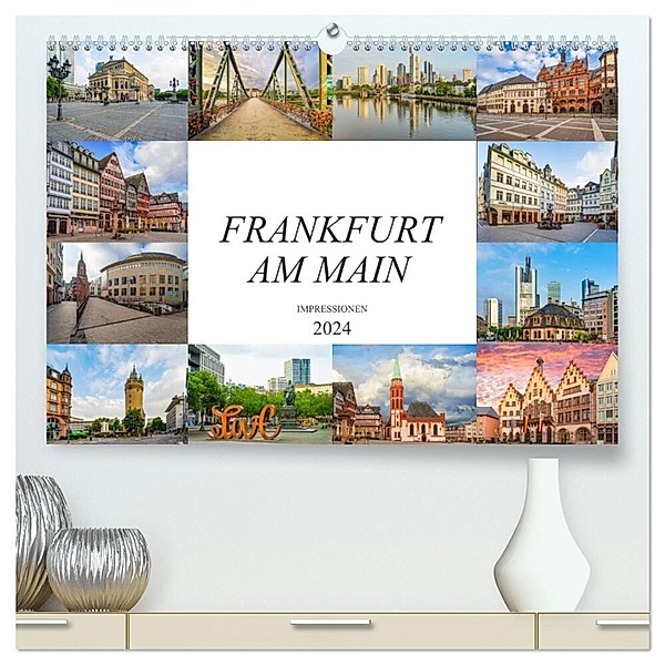 Frankfurt am Main Impressionen (hochwertiger Premium Wandkalender 2024 DIN A2 quer), Kunstdruck in Hochglanz, Dirk Meutzner