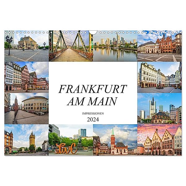 Frankfurt am Main Impressionen (Wandkalender 2024 DIN A3 quer), CALVENDO Monatskalender, Dirk Meutzner
