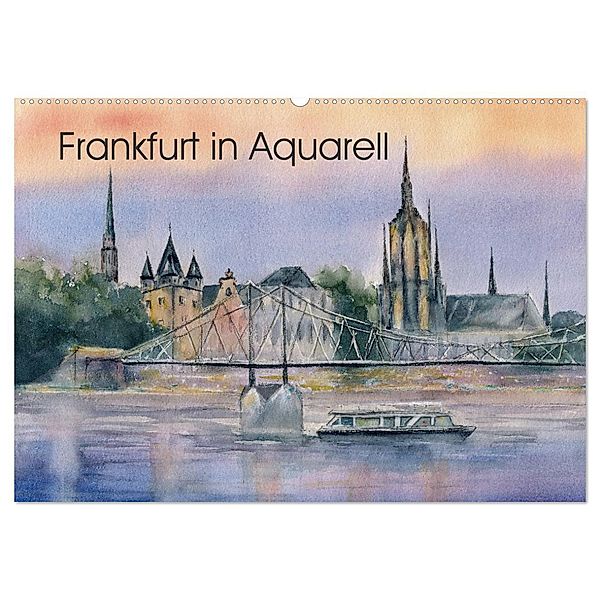 Frankfurt in Aquarell (Wandkalender 2024 DIN A2 quer), CALVENDO Monatskalender, Jitka Krause